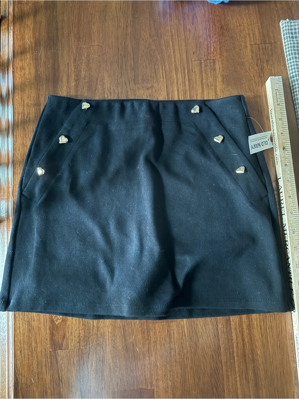 Old Navy Girls Black Mini Skort  with Gold Heart Buttons